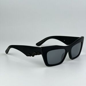 NEW D&G DG4435 25256G Matte Black Gray Mirrored Black Cat Eye Women Sunglasses
